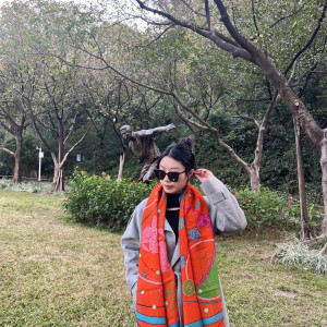 CHANEL 실크 벨벳 롱 스카프