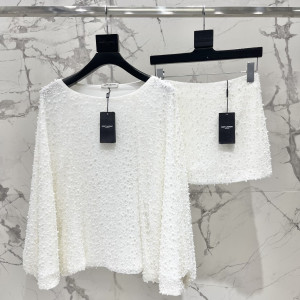 SAINT LAURENT 펄 비즈 박쥐소매 상의