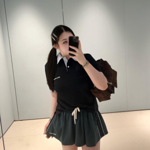 블랙 폴로셔츠 플리츠스커트 세트